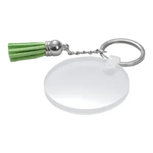 Porte clé en acrylique avec pompom vert