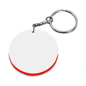 Porte clé en plastique rond bord rouge