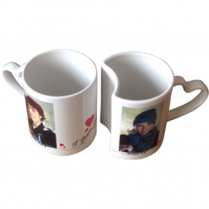 Mugs DUO sublimable avec anse en cœur