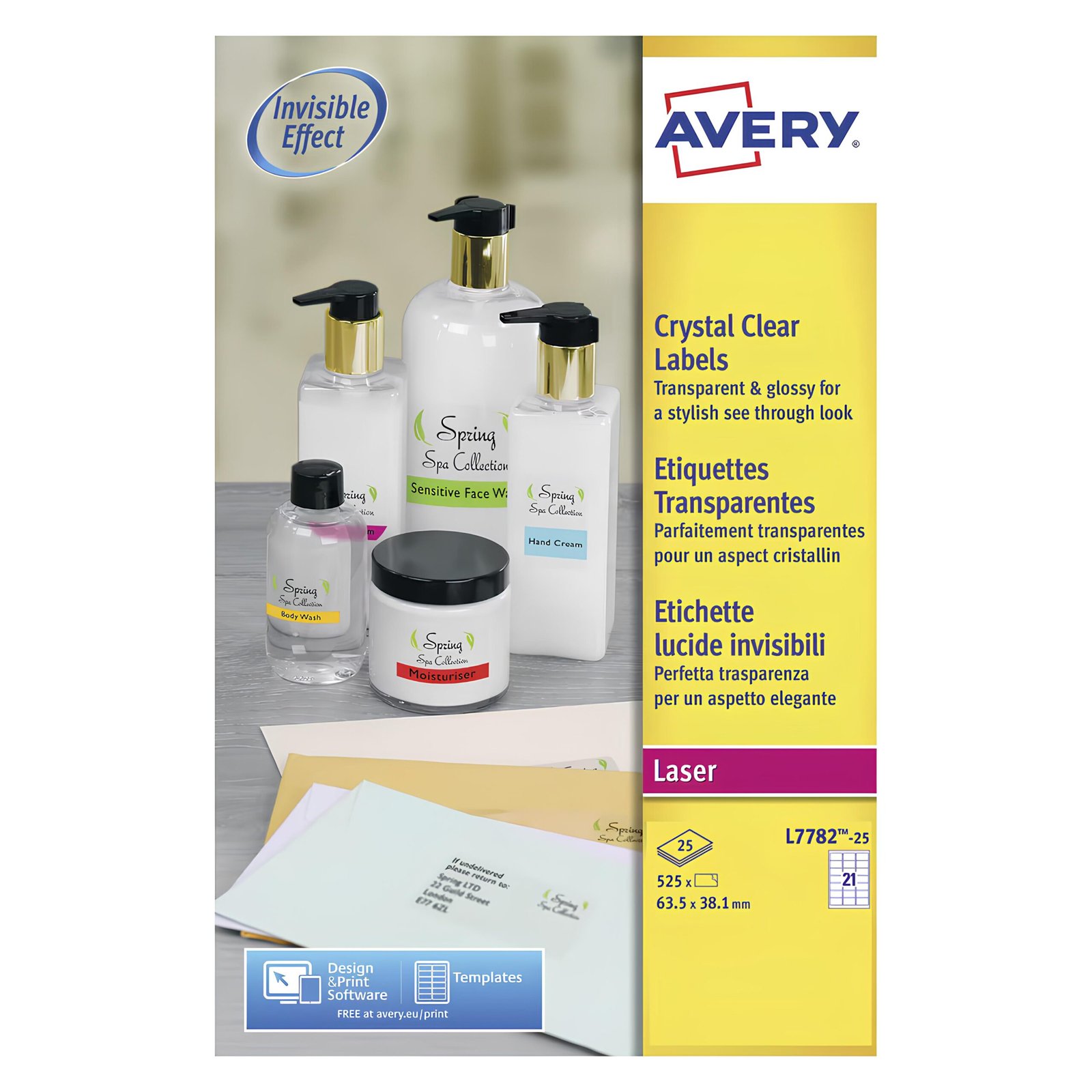 Étiquettes en polyester brillant transparent AVERY QuickPEEL