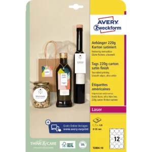 Étiquettes micro-perforées Avery en carton rond