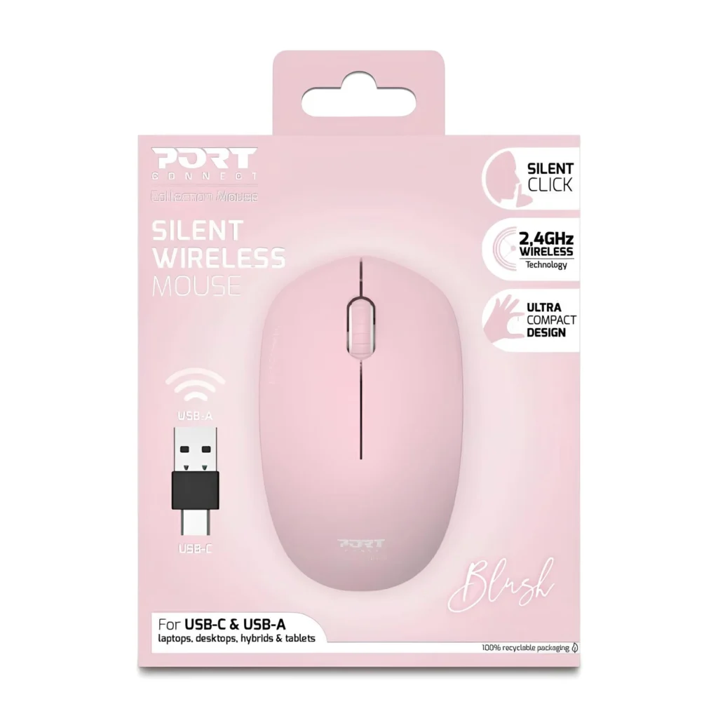 Souris Sans Fil Rose Bureautique PORT Connect 1 3