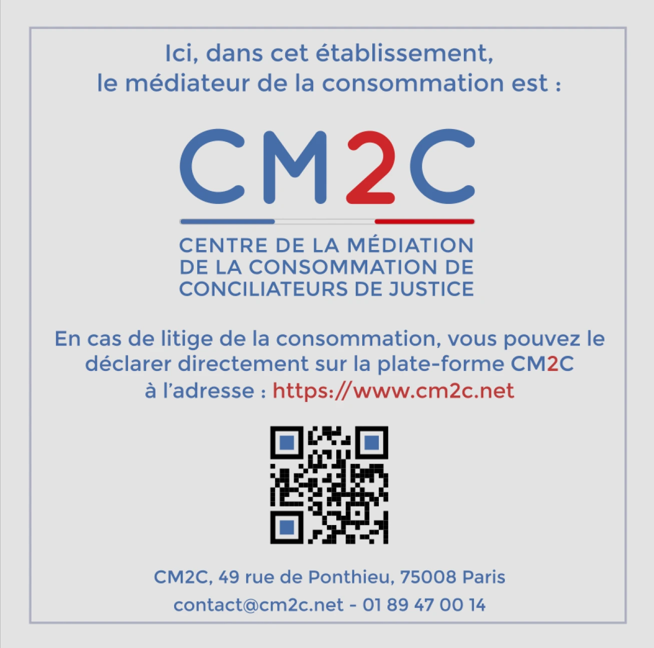 CM2C - Médiateur de la consommation référencé CECMC