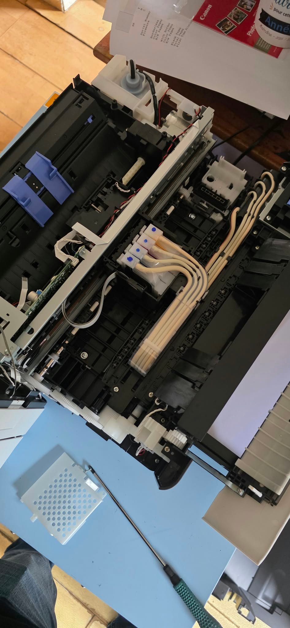 Remplacement des tampons d'encre d'une Epson EcoTank en atelier à La Réunion