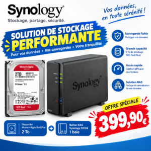 Acheter Pack NAS Synology DS124 + disque WD Red Plus 2 To à La Réunion 974